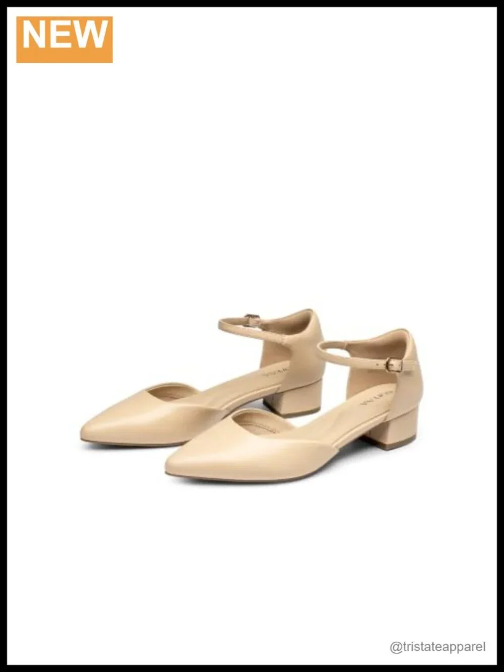 Pointed Toe D'Orsay Pumps with Ankle Strap Low Block Heel